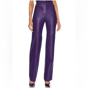 CULTNAKED Purple Faux Leather Wide-Leg Pants in Small
